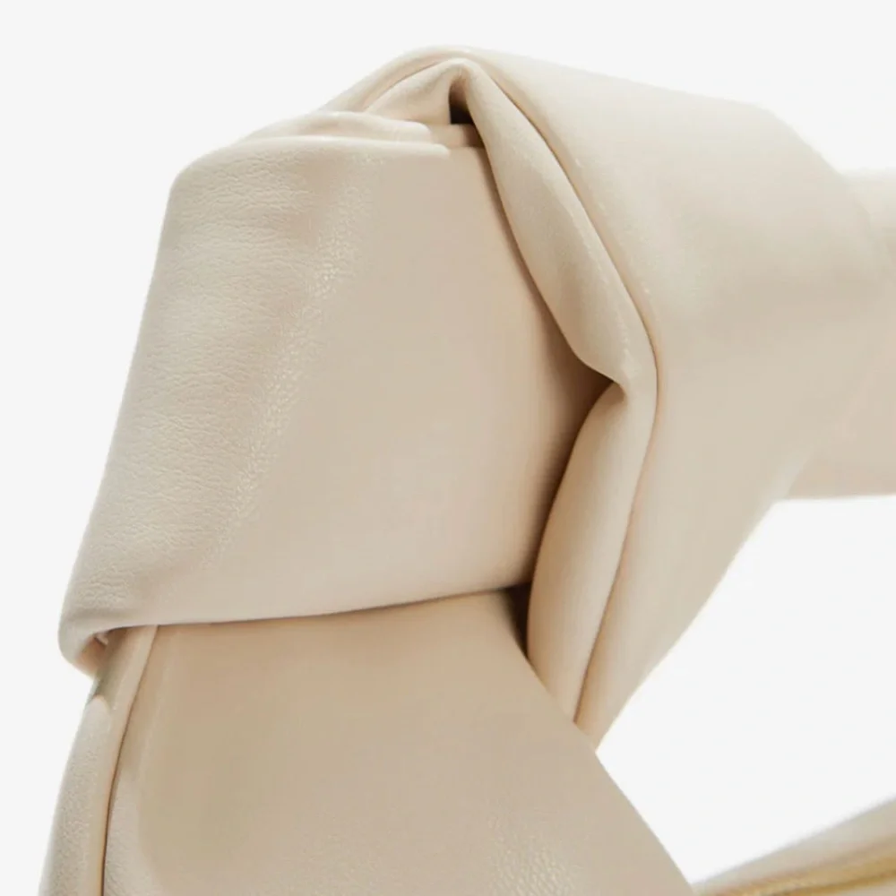 Melie Bianco Alexandra Cream Vegan‎ Top Knot Handle Crescent Hobo Bag Minimalist